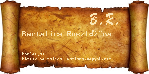 Bartalics Ruszlána névjegykártya
